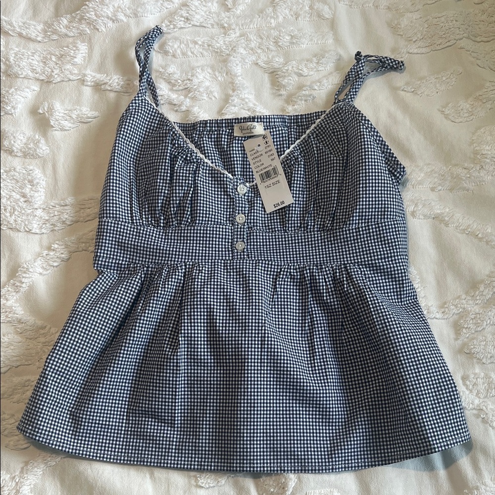 Navy Gingham Tank